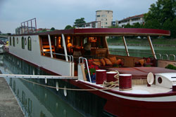 Chateau Thierry; Dinner aboard the Hotel Barge 'BON AMI'.