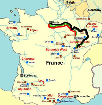 Histoire d'Eau - plan/actual route for 2005; France5-001.jpg